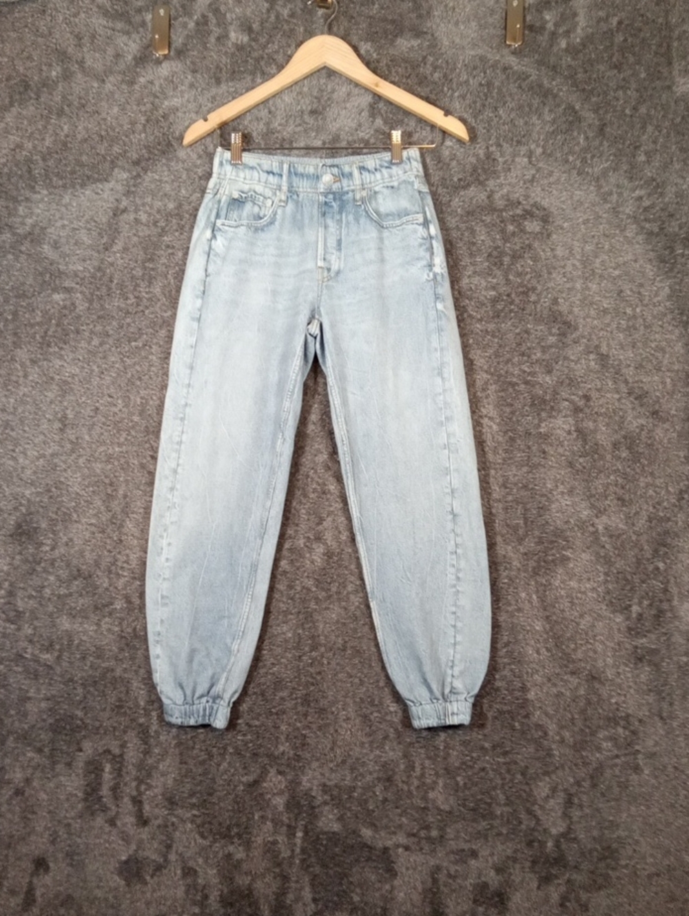 rag & bone Merimar Jogger Jeans Pull Over Terry Cloth Light Blue Womens
